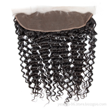 Real Vietenamese hd Virgin Human Cuticle Aligned Deep Wave Hair 13x4 Pre Plucked Deep Wave Swiss Lace Frontal With Baby Hair